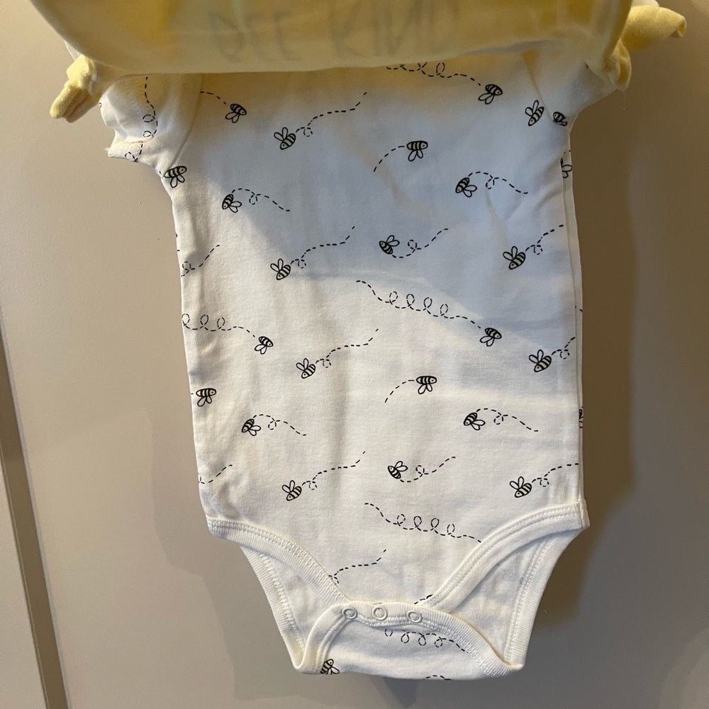 NWT Rae Dunn Yellow 3 piece Romper - 6-9 months - Picture 3 of 5